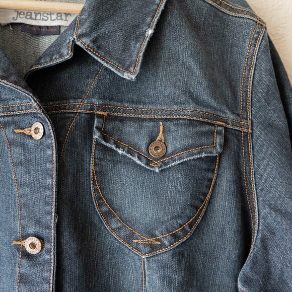 Jeanstar Denim Jacket Womens Size 2X Classic Blue Jean Western Stitching Buttons - Picture 3 of 6